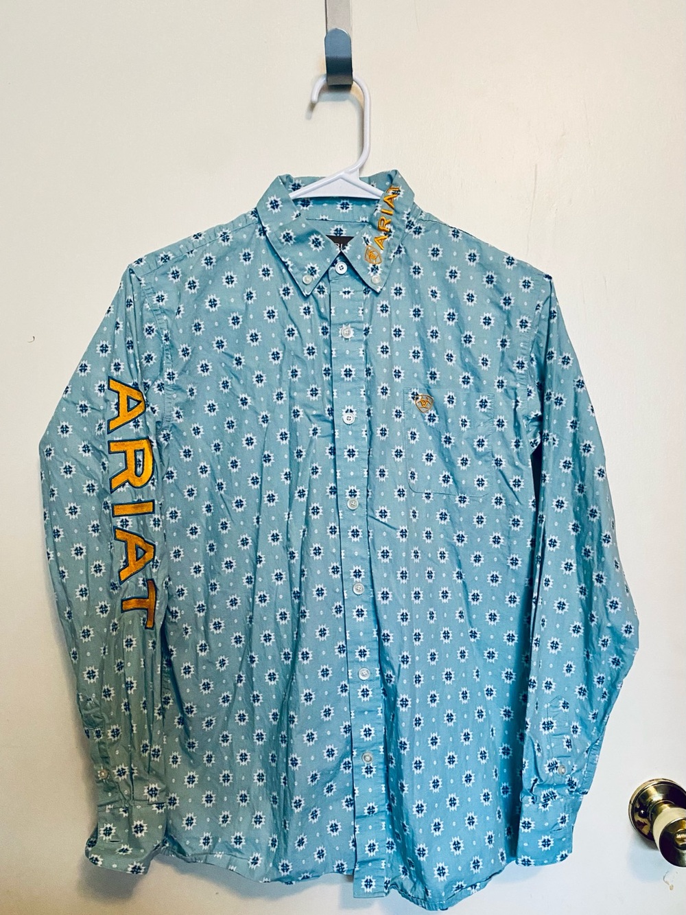 Ariat Light Blue Floral Print Button-Down Shirt